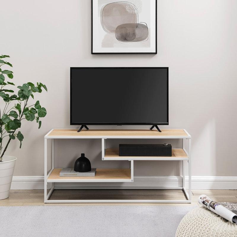 40 İnç Açık Raflı Metal TV Ünitesi Doğal Ahşap ve Çelik - 78577