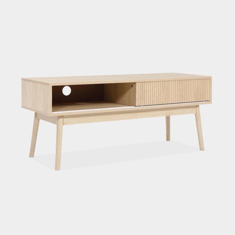 Açık Ahşap Çizgili 115 cm TV Sehpası