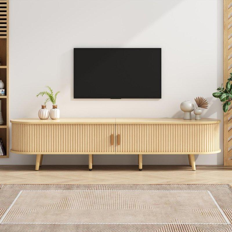 Açık Ahşap Dokulu Modern TV Sehpası 175 cm