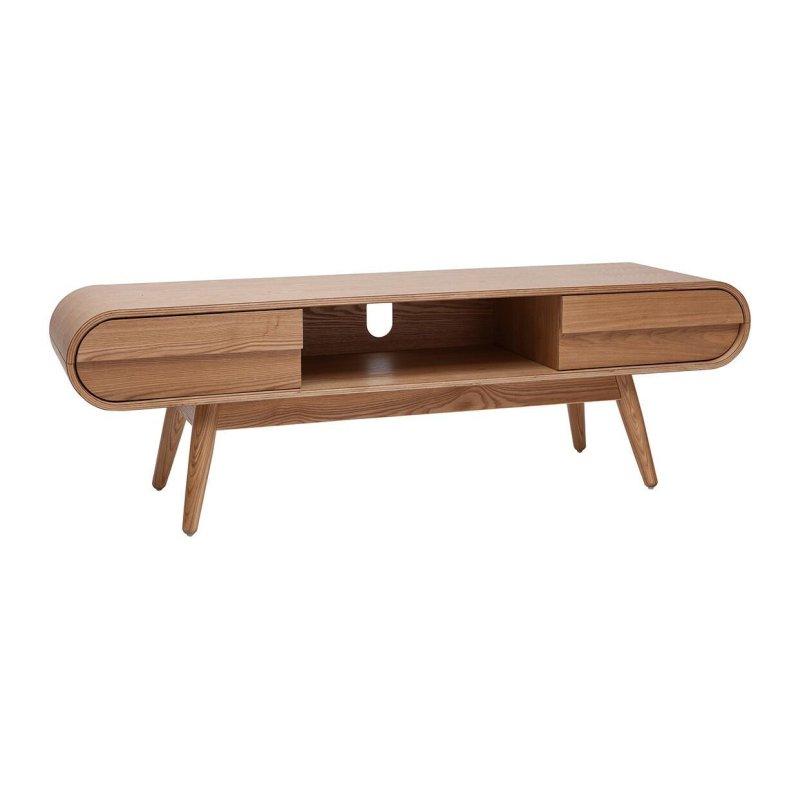 Açık Ahşap Kavisli Çağdaş TV Sehpası 150 cm