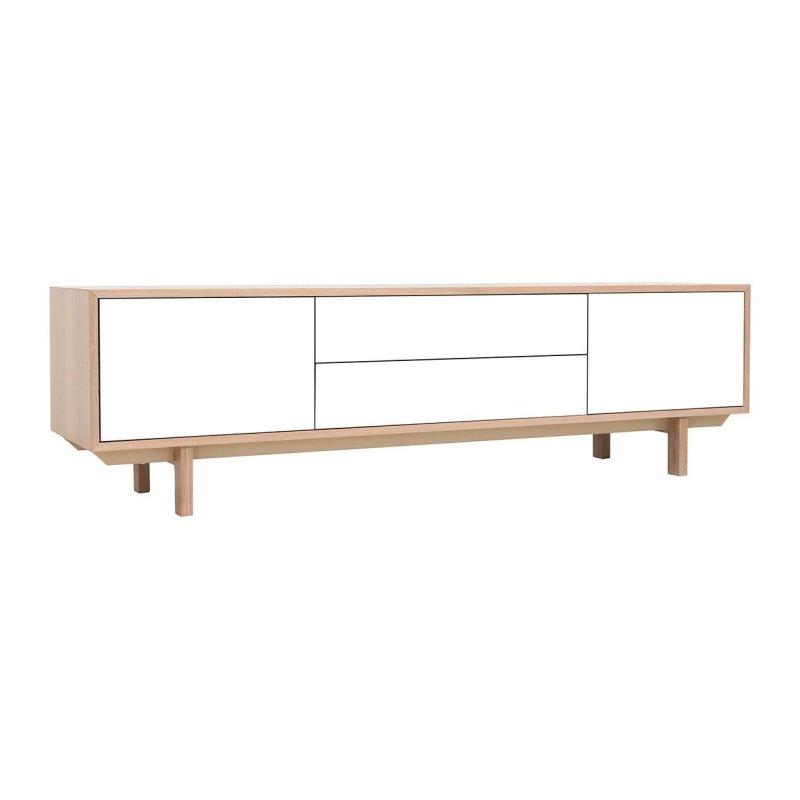 Açık Meşe Beyaz Kapaklı Skandinav TV Ünitesi 180 cm