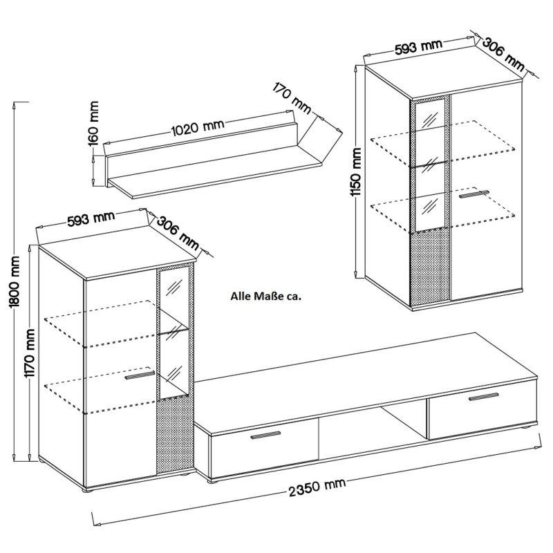 Açık Meşe Desenli Modern TV Ünitesi 240 cm