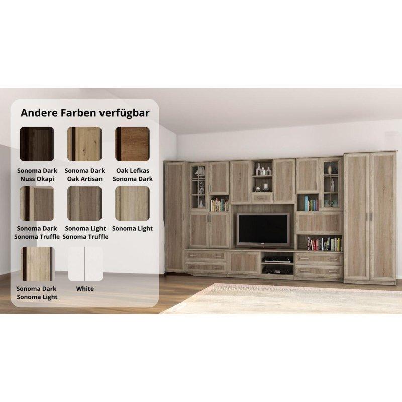 Açık Meşe Desenli Modüler TV Ünitesi 220x180 cm