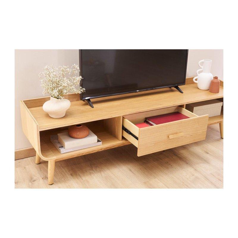 Açık Meşe Rengi Minimalist Çağdaş TV Sehpası 180 cm