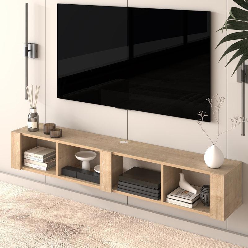 Açık Raflı Endüstriyel Ahşap TV Ünitesi 180x31 cm - 78457