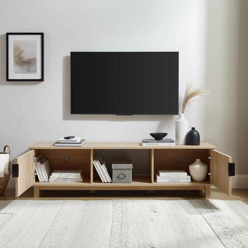 Açık Raflı İki Kapılı Orta Yüzyıl Modern Bohem TV Ünitesi 40x40x16 cm