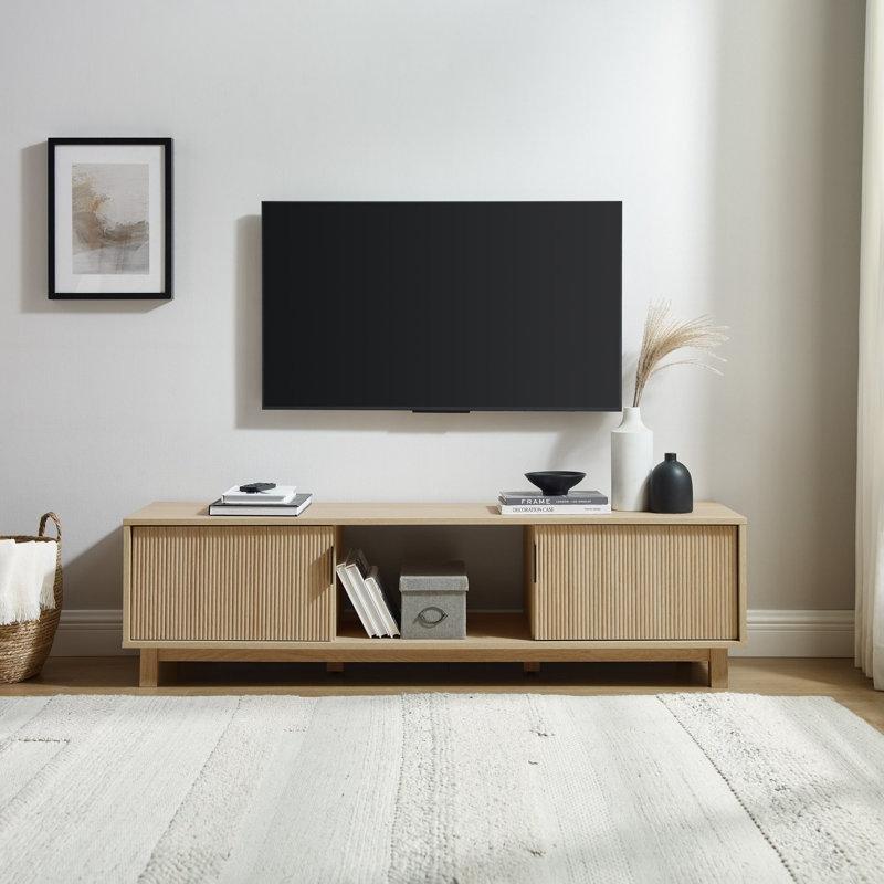 Açık Raflı İki Kapılı Orta Yüzyıl Modern Bohem TV Ünitesi 40x40x16 cm