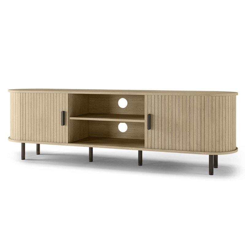 Açık Raflı Kaydırmalı Kapılı İskandinav TV Ünitesi 180x55 cm Açık Meşe - 79015