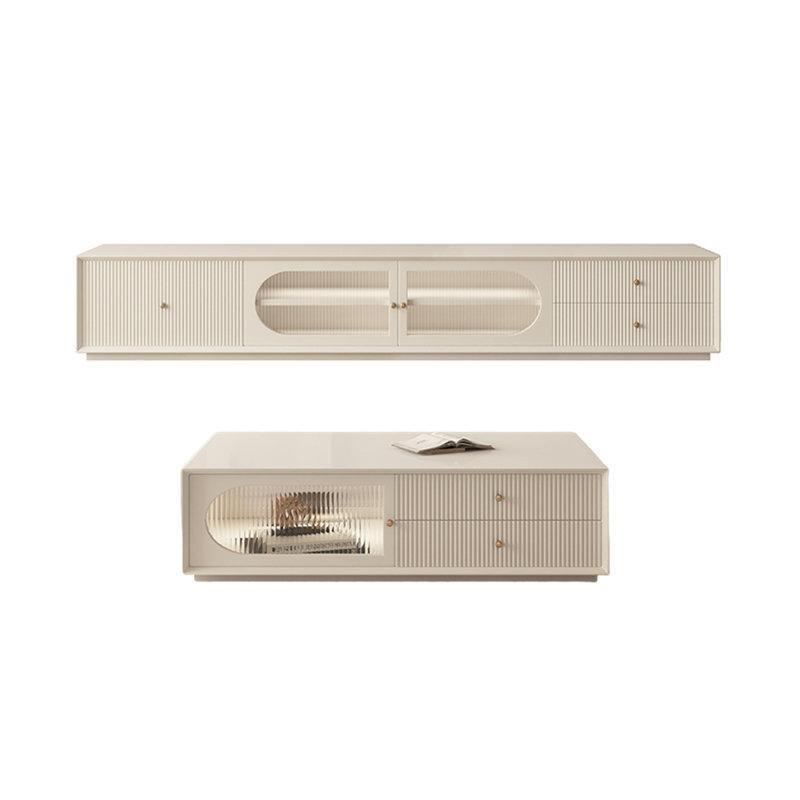 Açık Renkli Endüstriyel Ahşap TV Ünitesi ve Orta Sehpa Takımı - 79708