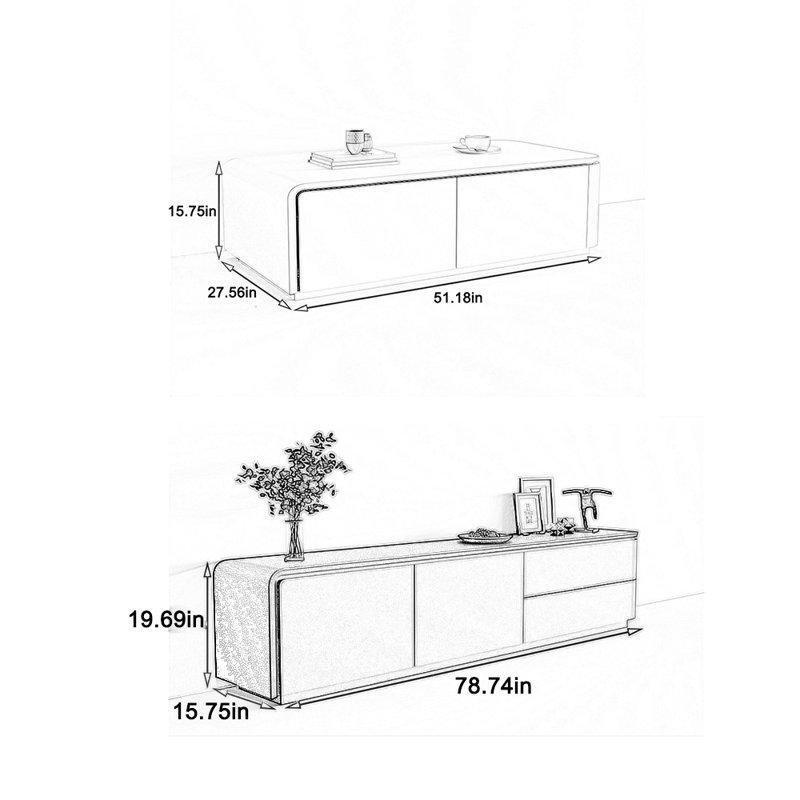 Açık Tasarımlı Siyah TV Ünitesi ve Orta Sehpa Takımı 150 cm - 79843