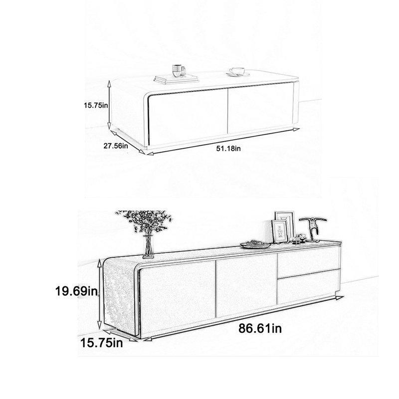 Açık Tasarımlı Siyah TV Ünitesi ve Orta Sehpa Takımı 160 cm - 79582
