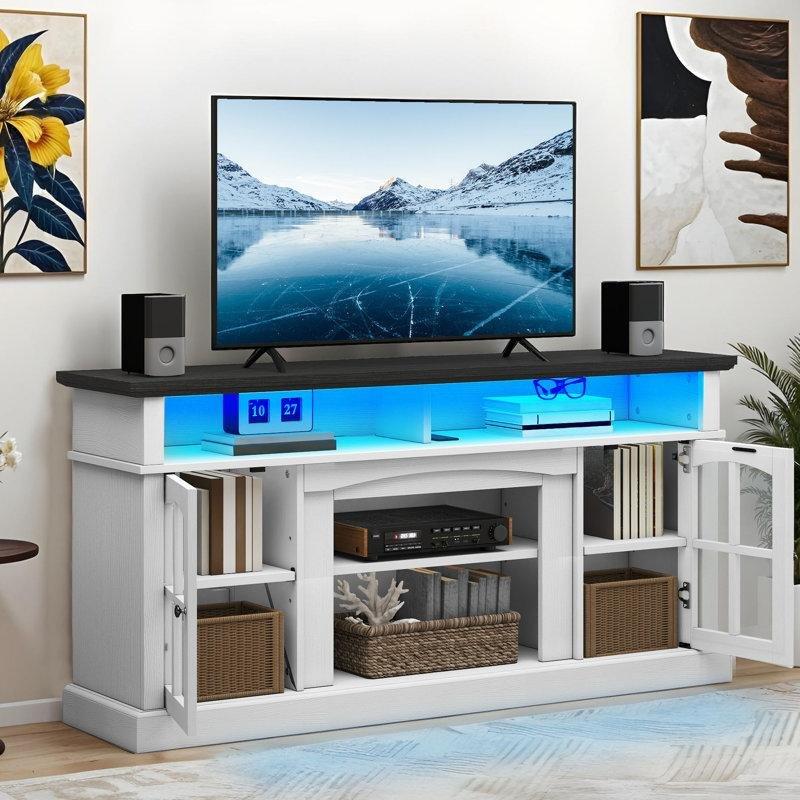 Ahşap Çiftlik Tarzı LED Işıklı Dolaplı TV Ünitesi 167 cm - 78787