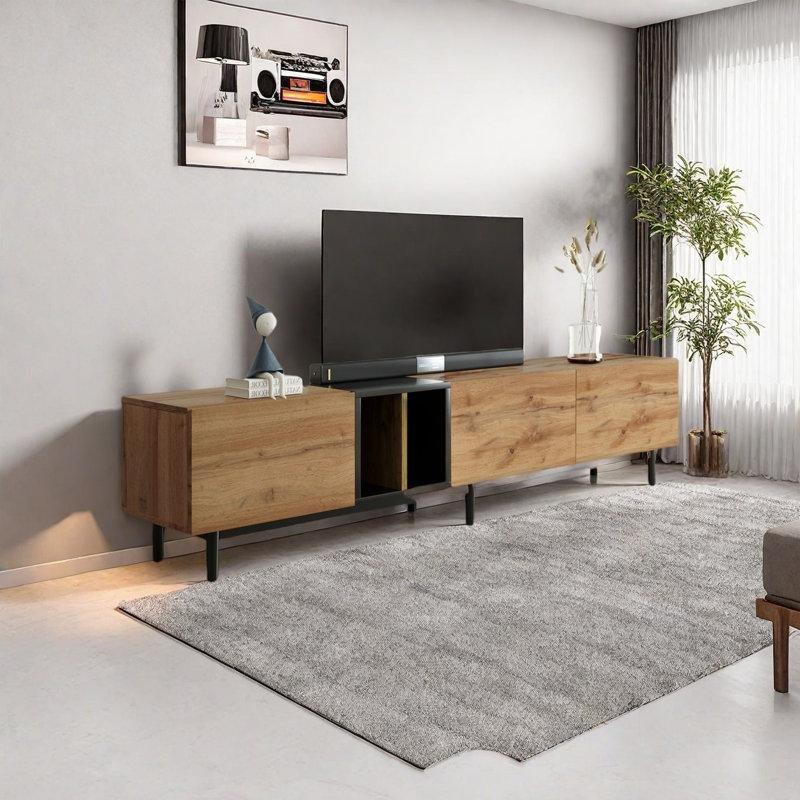 Altı Ayaklı Sıcak Ahşap Çekmeceli TV Ünitesi 195 cm - 78253