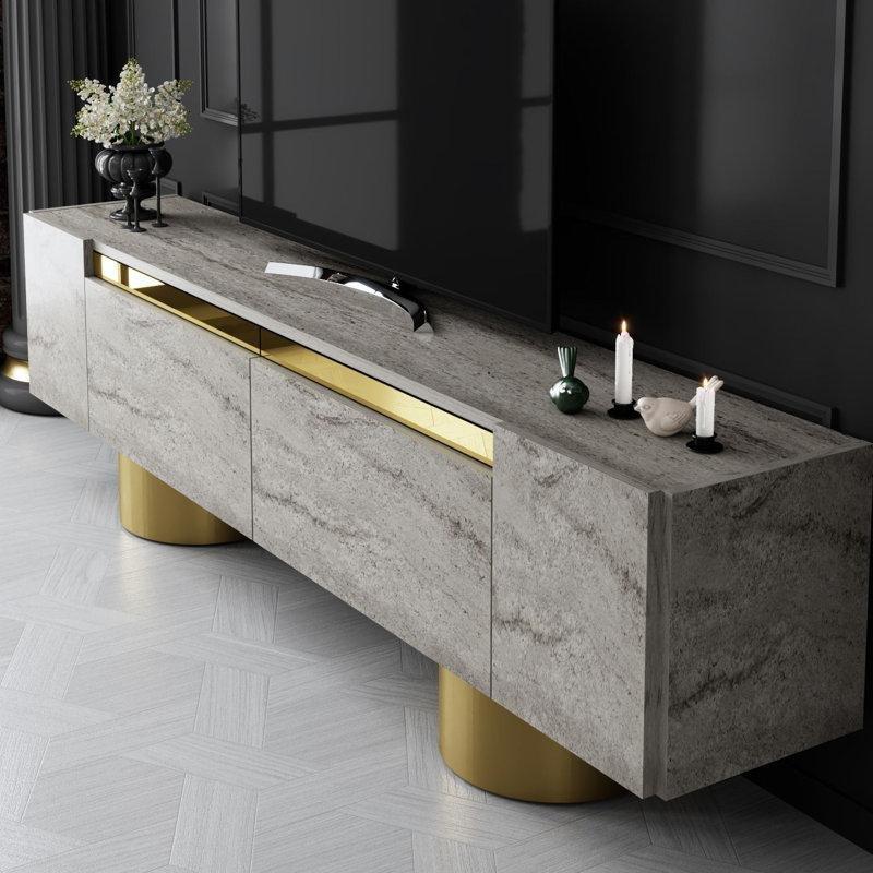 Altın Ayaklı Beton Görünümlü TV Ünitesi 180x50x30 cm - 79270
