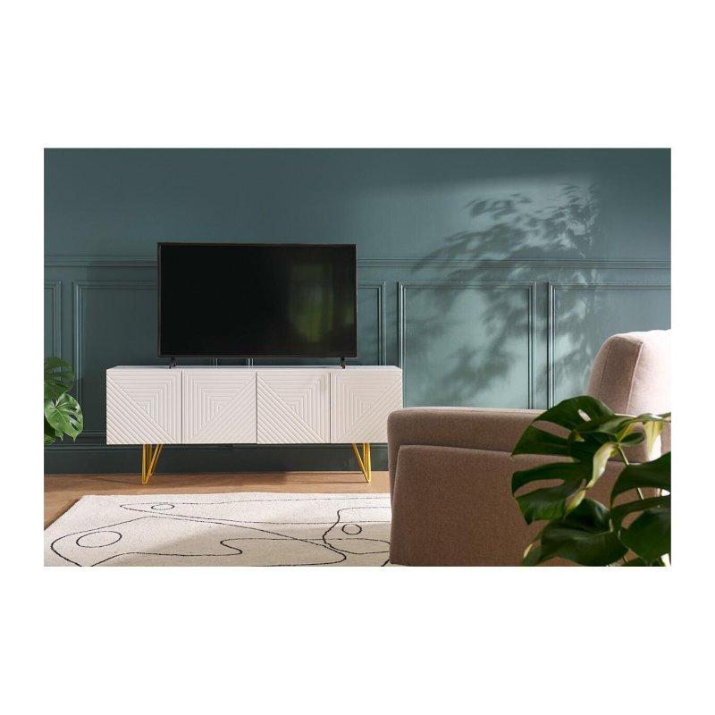 Altın Ayaklı Siyah Desenli TV Ünitesi 140 cm
