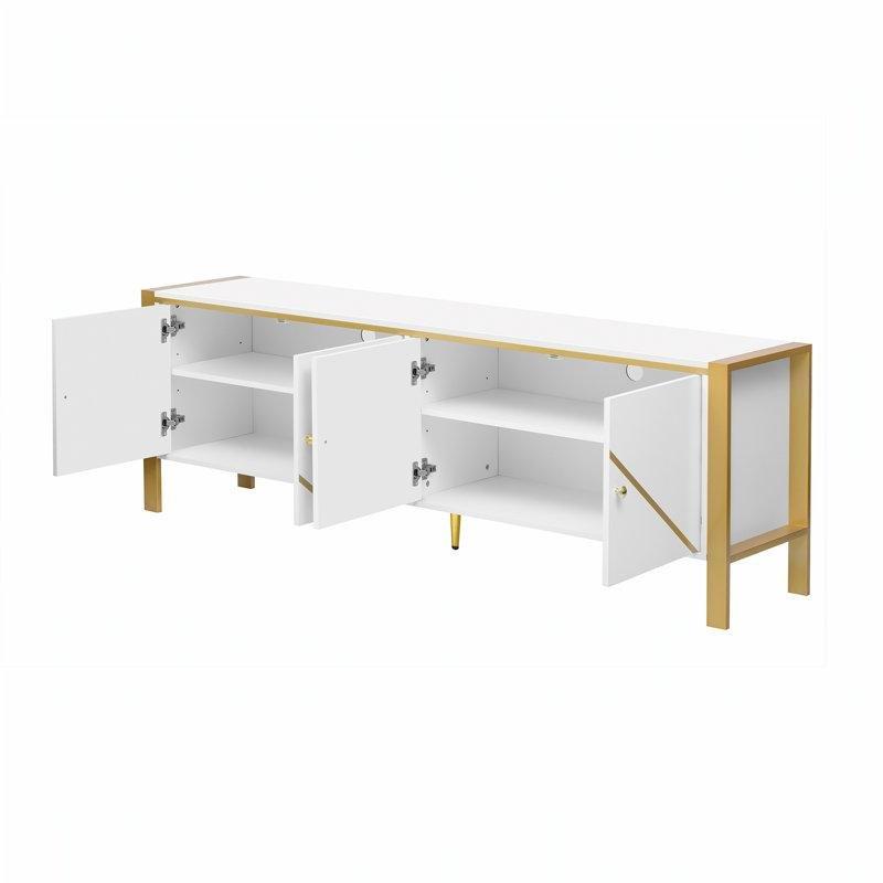 Altın Çerçeveli Beyaz TV Ünitesi 180 cm - 79405