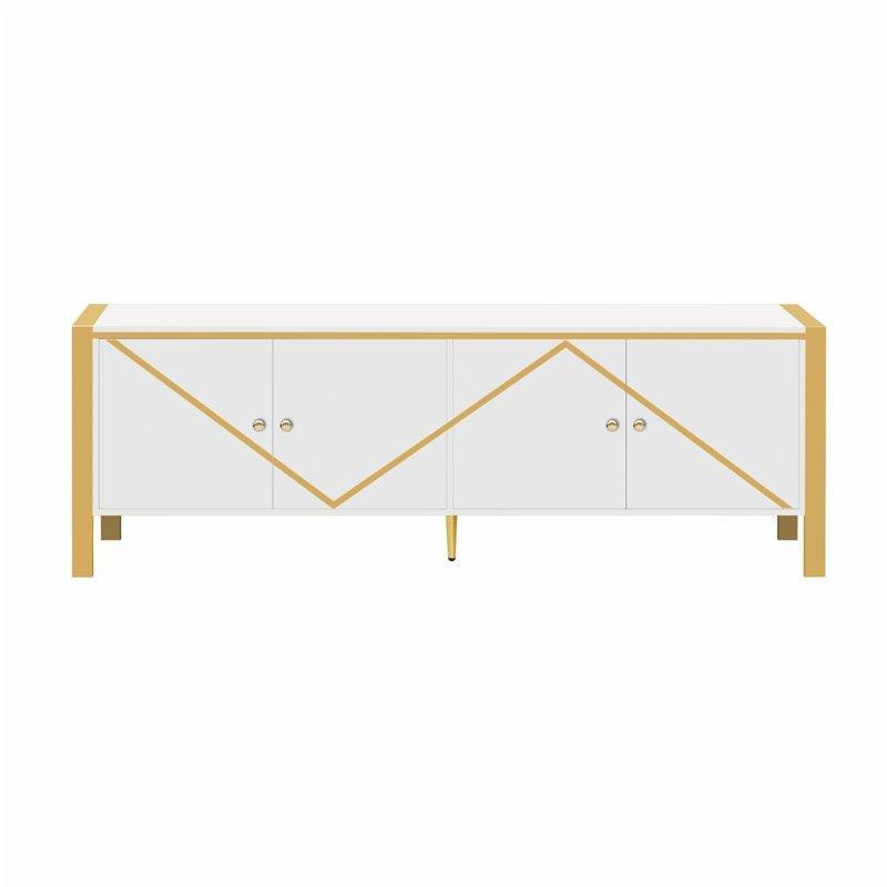Altın Çerçeveli Beyaz TV Ünitesi 180 cm - 79405