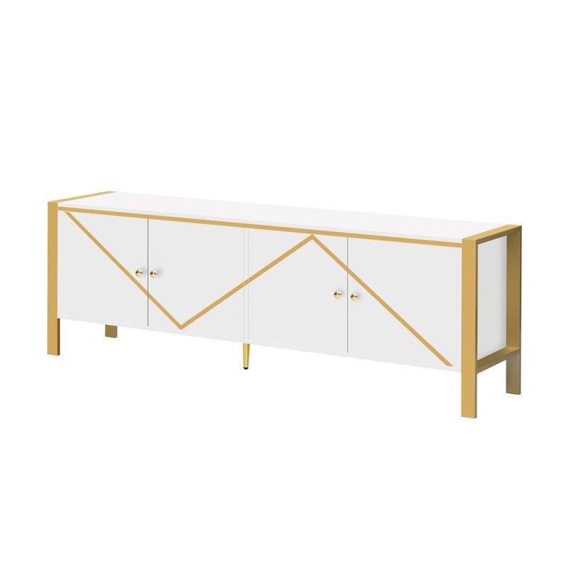 Altın Çerçeveli Beyaz Tv Ünitesi 180 cm - 79432