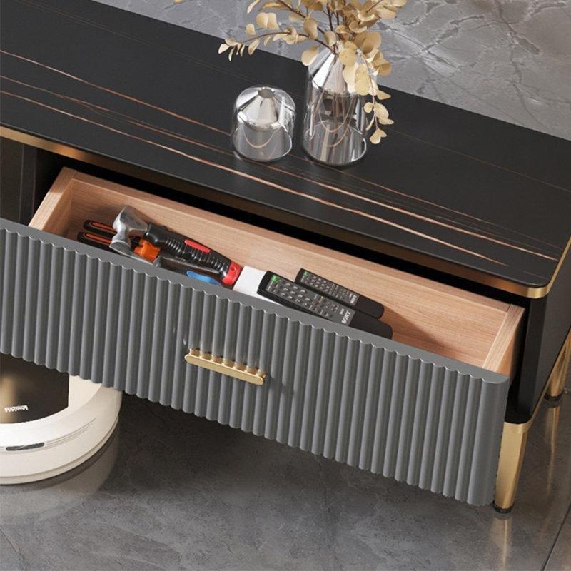 Altın Detaylı Minimalist Sinterlenmiş Taş TV Ünitesi 36 cm - 79300