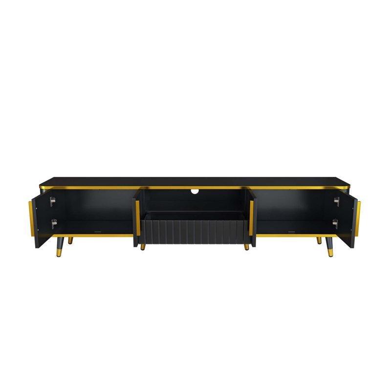 Altın Detaylı Minimalist Televizyon Ünitesi 200cm x 35cm x 48cm - 79372