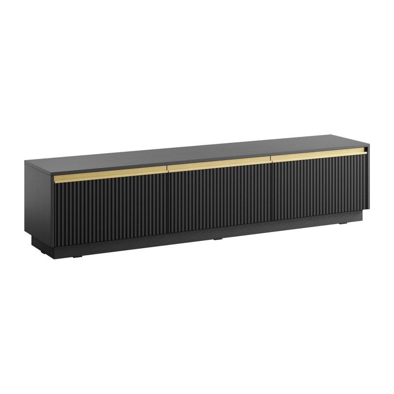 Altın Detaylı Siyah Modern TV Sehpası 181 cm