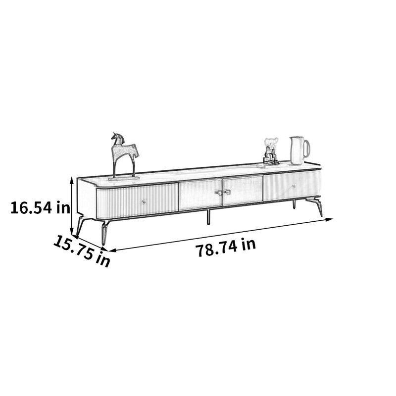 Altın Detaylı Taş Üstlü Metal TV Ünitesi 200x40x42 cm - 79285