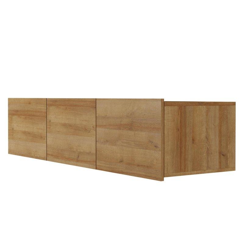 Altın Renginde Endüstriyel Ahşap TV Ünitesi 150x34 cm Asılı veya Ayaklı Montajlı - 78928