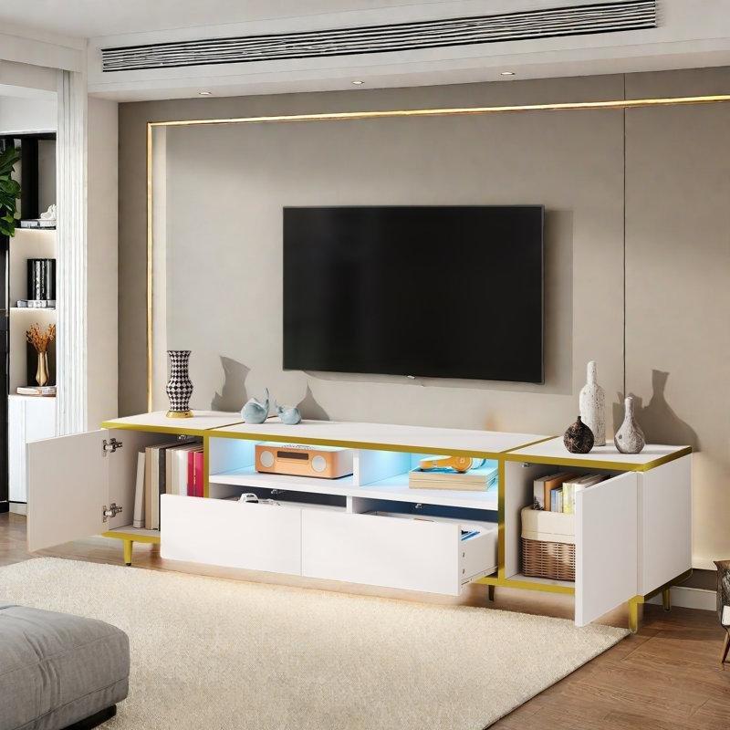 Altın Şeritli Modern TV Ünitesi 180x40x45 cm - 79381