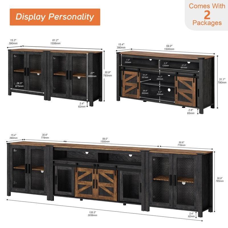 Antika Beyaz Endüstriyel Ağaç Kapaklı TV Ünitesi 213 cm - 80104