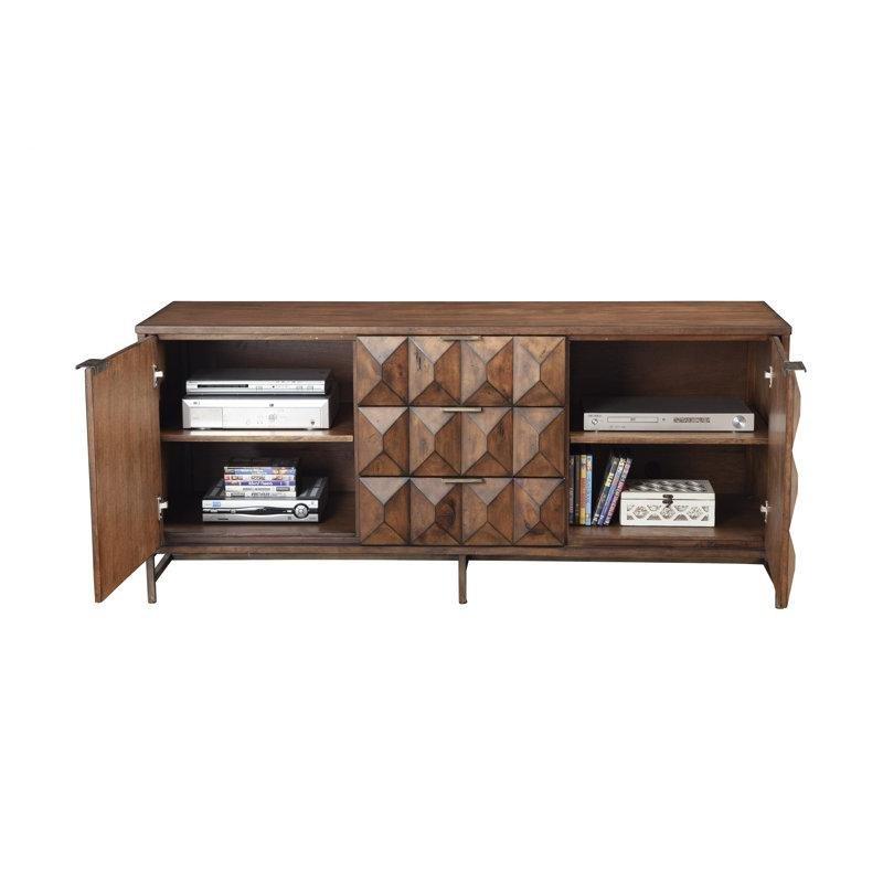 Antika Kahverengi Endüstriyel Ahşap ve Metal Ayaklı Rustik TV Ünitesi 163x53x72 cm - 79249