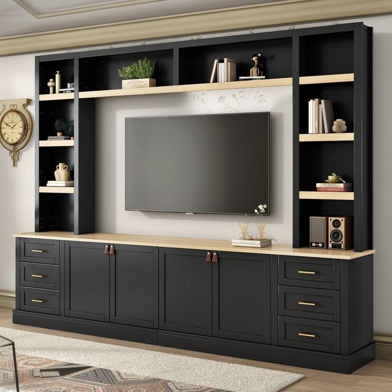 Antrasit Gri Endüstriyel Ahşap Kitaplıklı TV Ünitesi 102 cm