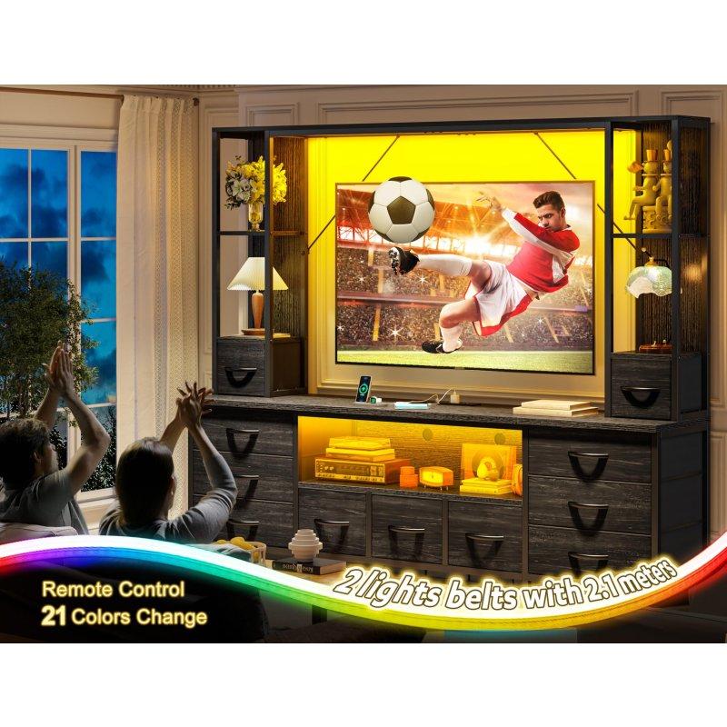 Antrasit Gri Endüstriyel Ahşap LEDli 200 cm TV Ünitesi