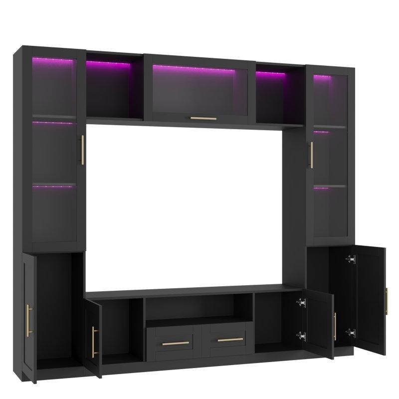 Antrasit Gri LED Işıklı Kitaplıklı 94.5 cm Genişliğinde TV Ünitesi