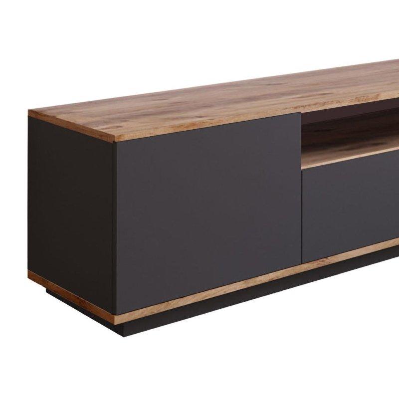 Antrasit Gri ve Ahşap Desenli Modern TV Sehpası 180 cm