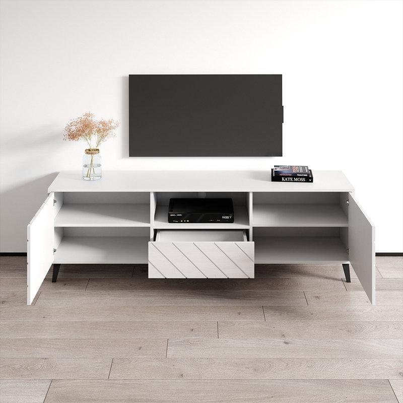 Antrasit TV Ünitesi 180x40x56 cm Parlak Beyaz Ön Panel