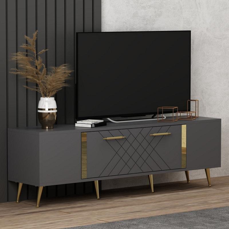 Antrasit ve Altın Detaylı TV Ünitesi 150 cm - 79297