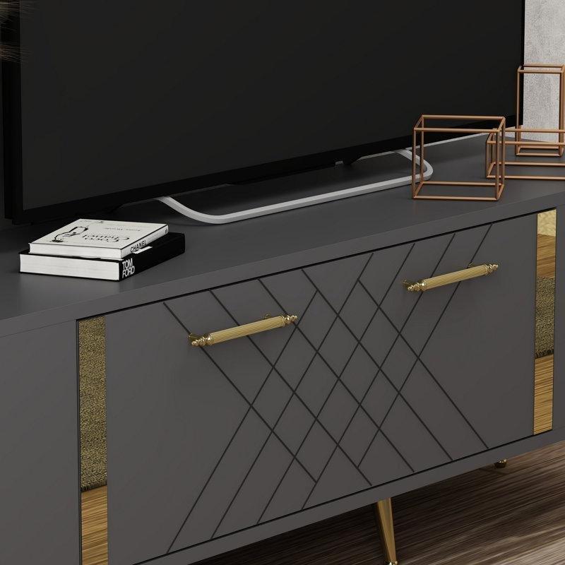 Antrasit ve Altın Detaylı TV Ünitesi 150 cm - 79297