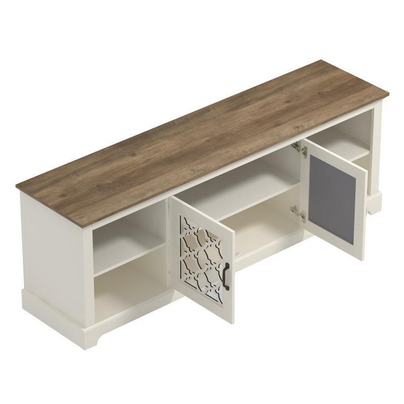 Aynalı Kapılı Endüstriyel Ahşap TV Ünitesi 173x43x60 cm - 80056