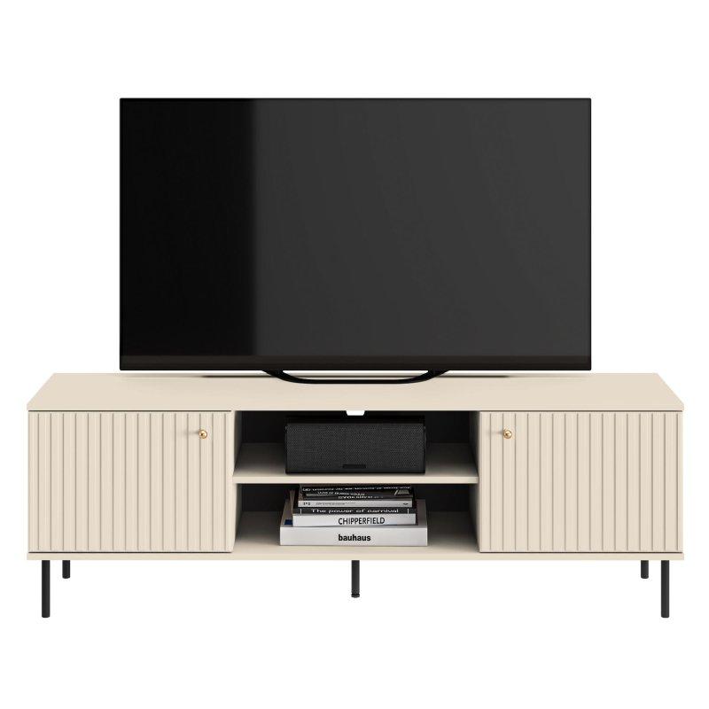 Beige Lameli TV Ünitesi 160x53 cm Altın Detaylı - 78946