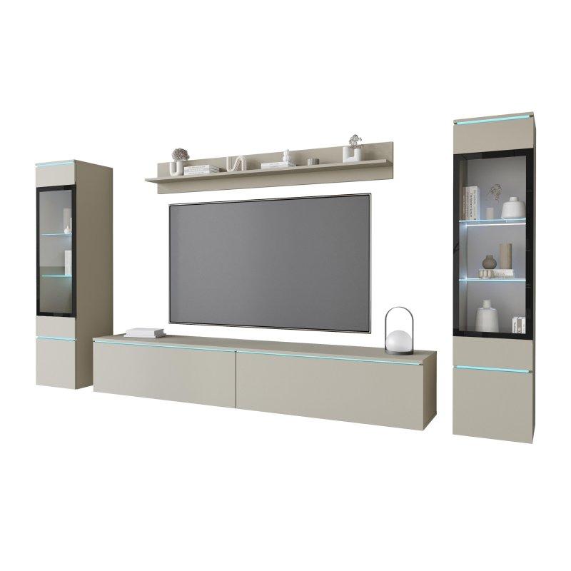 Bej Mat Modern TV Ünitesi Takımı 240 cm