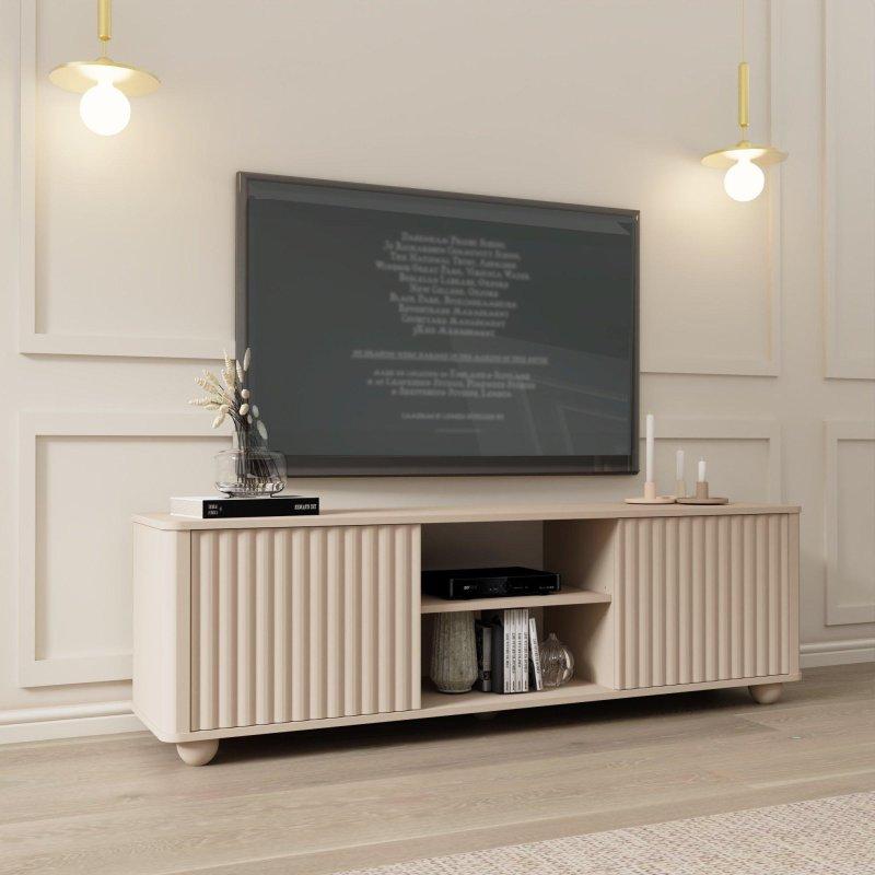Bej Renkli Çizgili Desenli TV Ünitesi 160x49 cm - 79087