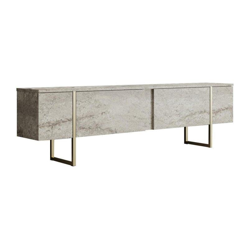Bej ve Altın Desenli Modern TV Sehpası 180 cm