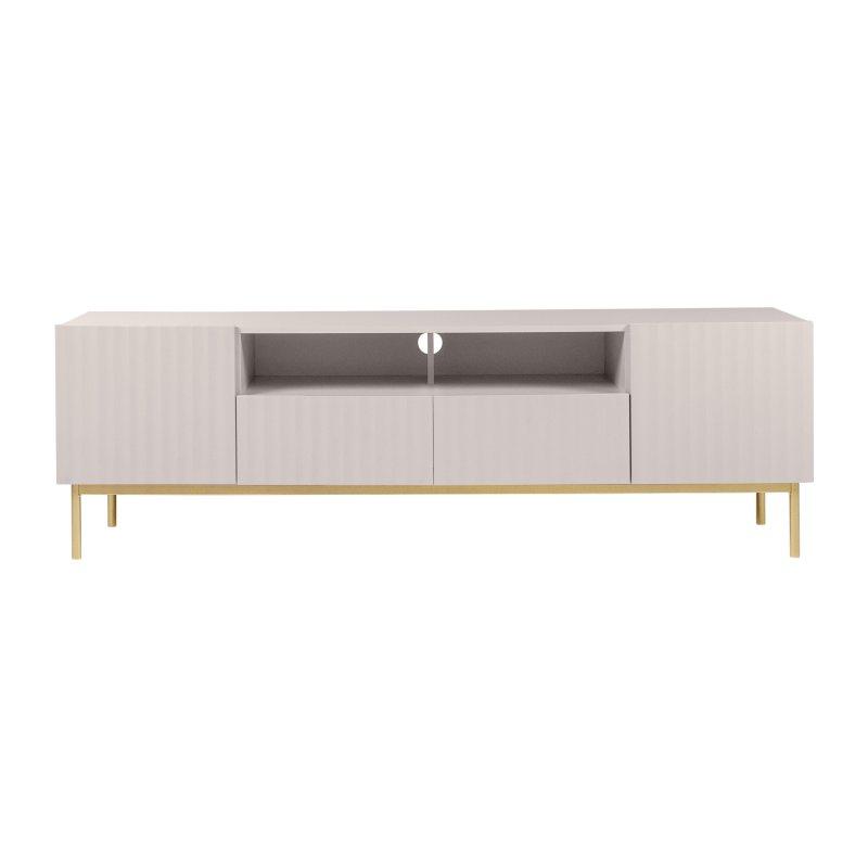 Bej ve Altın Detaylı Endüstriyel Ahşap TV Sehpası 190 cm