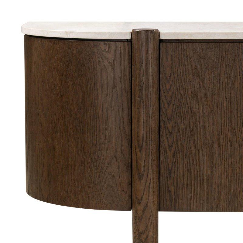 Beş Kapılı Mermerli Tv Ünitesi Koyu Kahve ve Krem 221x68 cm - 79021