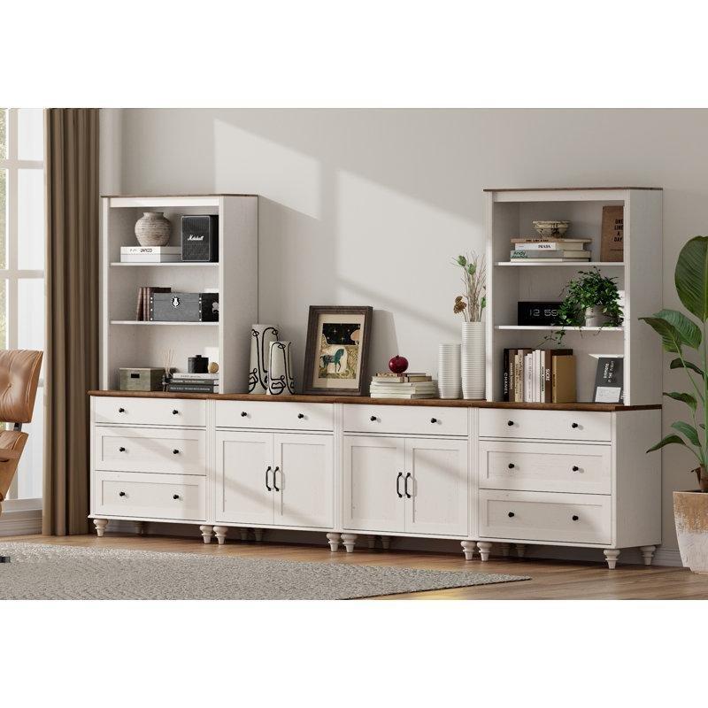 Beyaz Ahşap Çift Kitaplıklı 135 cm Genişliğinde Tv Ünitesi