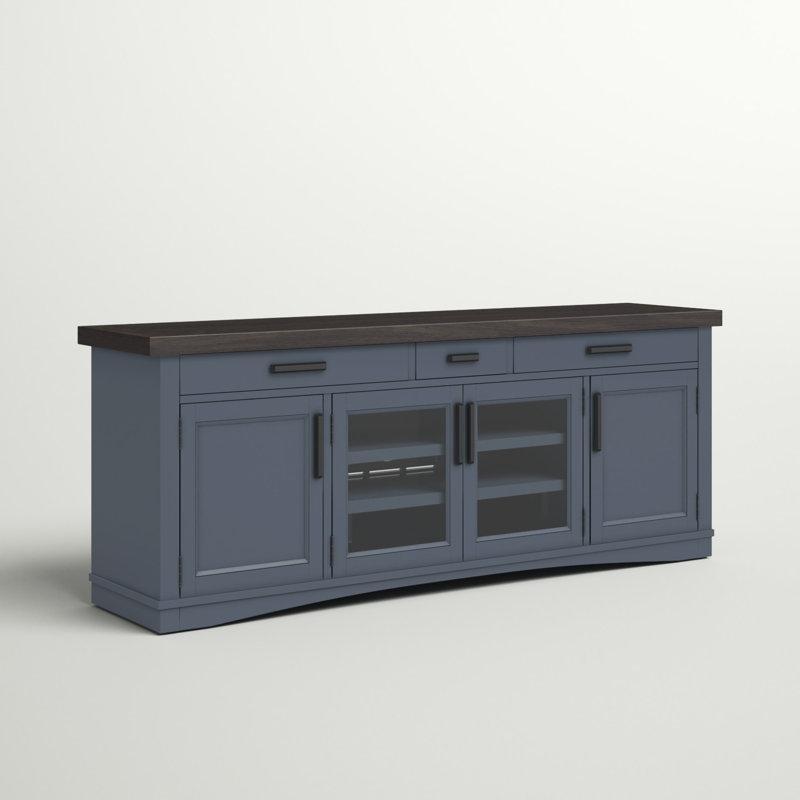 Beyaz Ahşap TV Ünitesi 193 cm Geniş Depolama Alanı ve Cam Kapılı Bölmeli - 80326