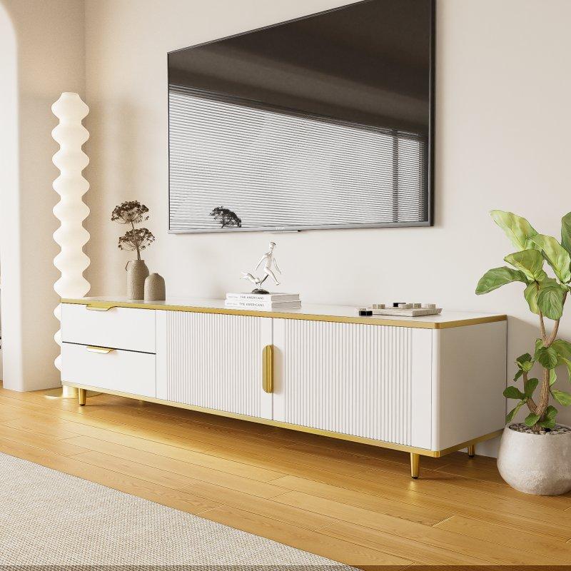 Beyaz Altın Detaylı Modern TV Ünitesi 175 cm