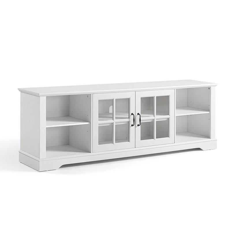 Beyaz Cam Kapılı Modern Dolaplı TV Ünitesi 173x40x60 cm LED Işıklı - 78724