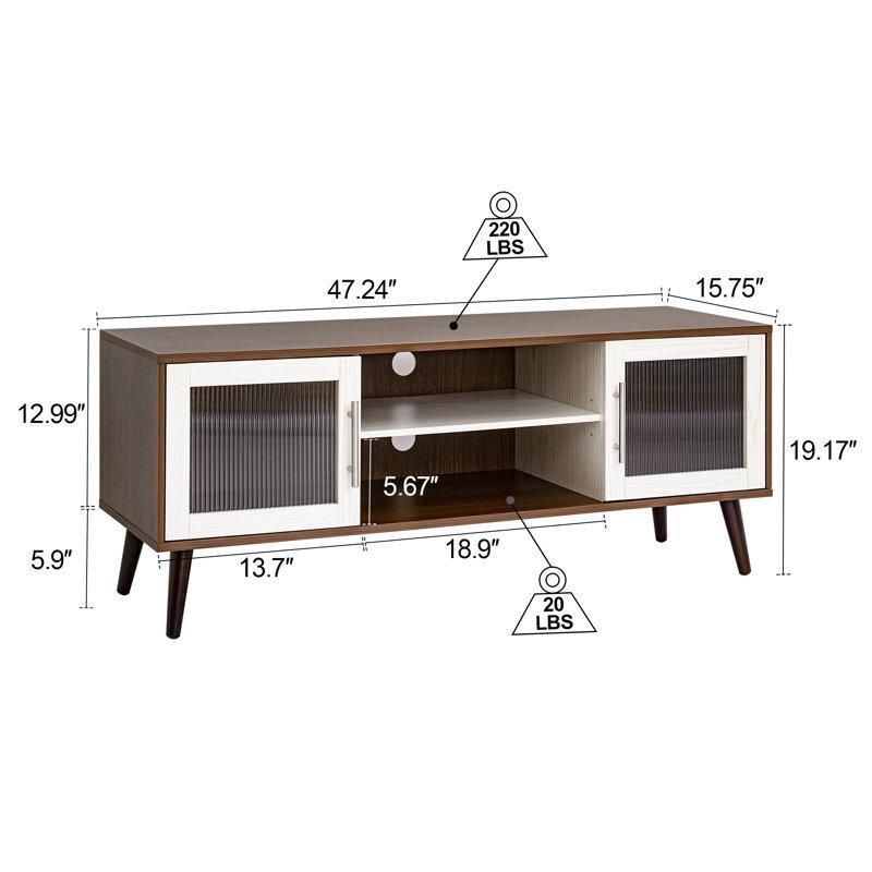 Beyaz Ceviz Rengi Mini TV Ünitesi 120 cm Açık Raflı Kapaklı Depolama - 80230