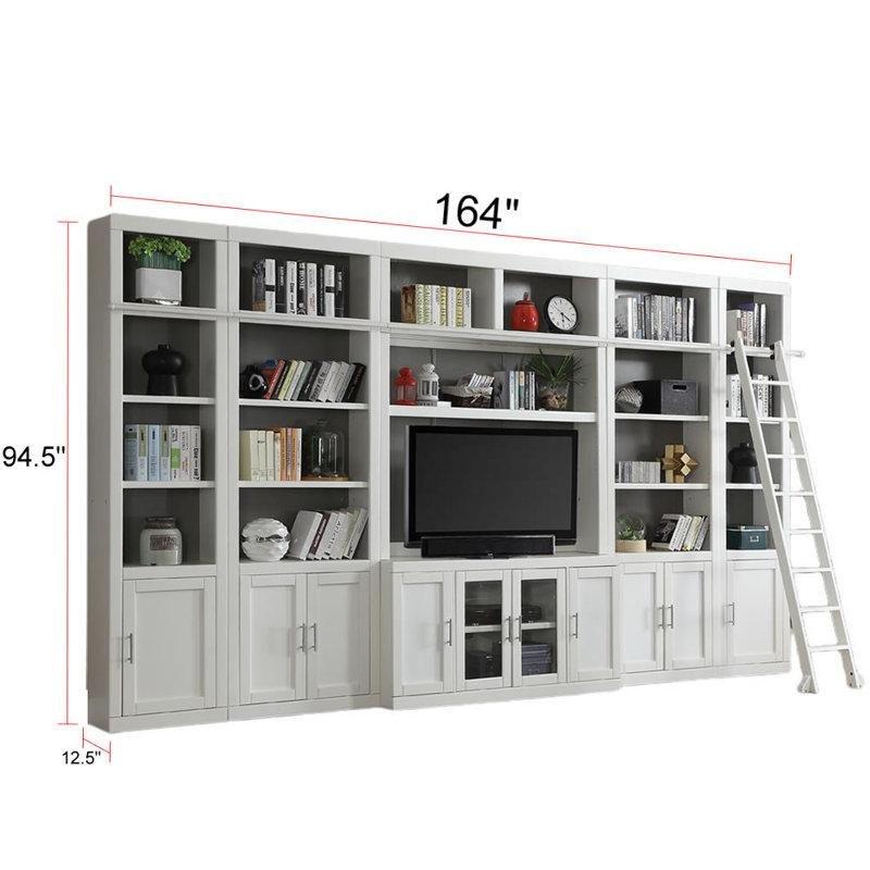 Beyaz Cottage Tarzı Kitaplıklı 164 cm TV Ünitesi
